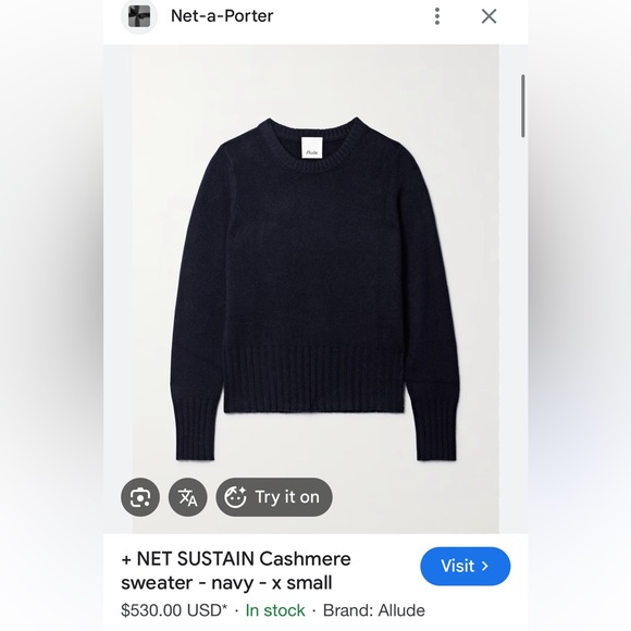 Allude Cashmere Black Crewneck SweaterSize S